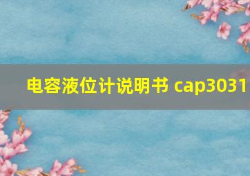 电容液位计说明书 cap3031